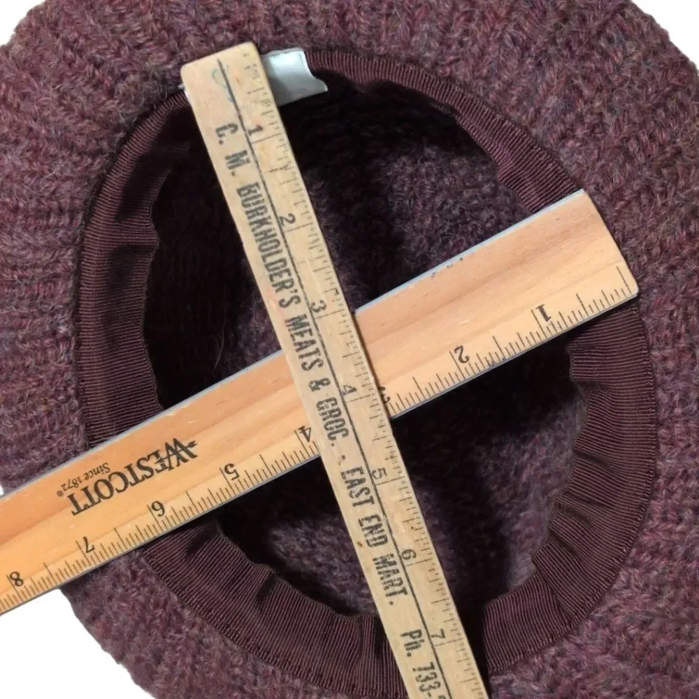 Unbranded Wool blend knit hat Italy bow maroon accessory bucket OSFM